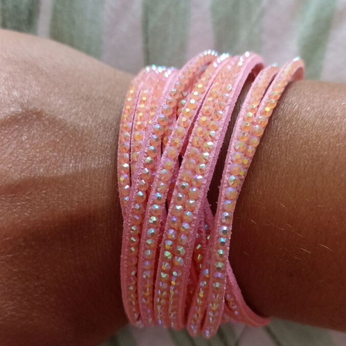 Pink bracelet new with rhinestones