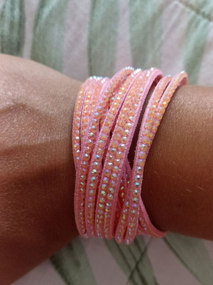 Pink bracelet new with rhinestones