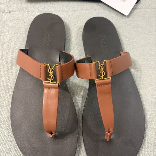 YSL flat sandals like new, leather, black and brown