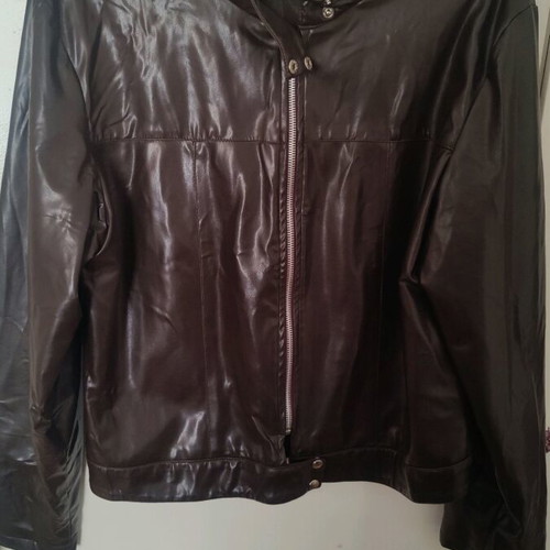 Brown leather jacket large like new
