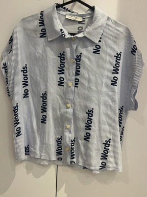 Bershka striped shirt with No Words print, size S