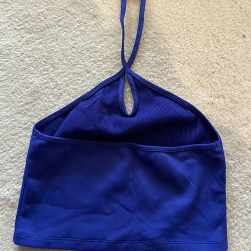 Zara halterneck crop top, electric blue