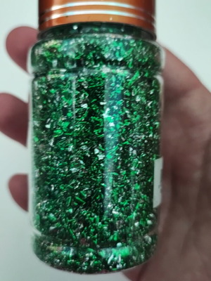 Foil flakes green nail decorations new