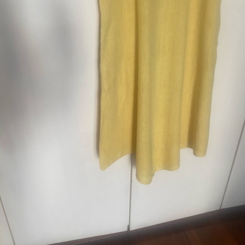 Linen dress used with pockets, yellow, size 3