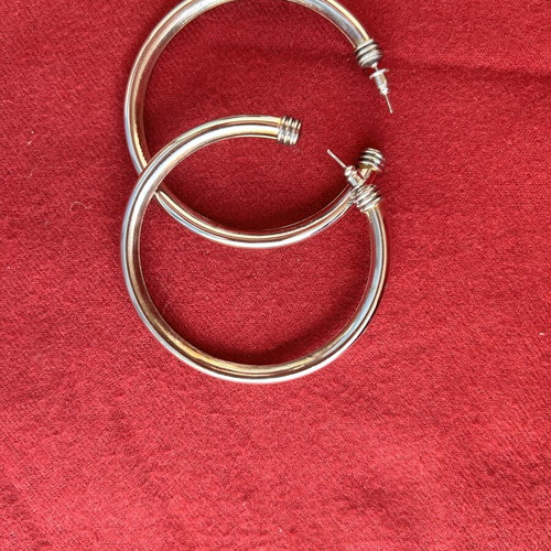 Vintage silver hoop earrings 90’s like new handmade