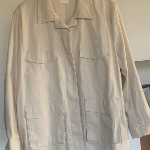 H&M women's cargo jacket made of diagonal fabric like new, beige