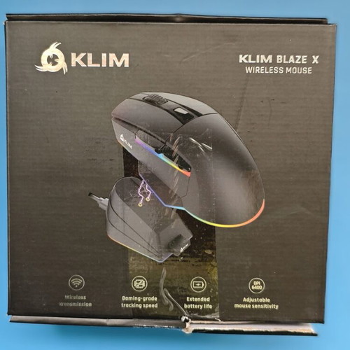 KLIM Blaze X RGB wireless gaming mouse new with charging dock up to 12000 DPI
