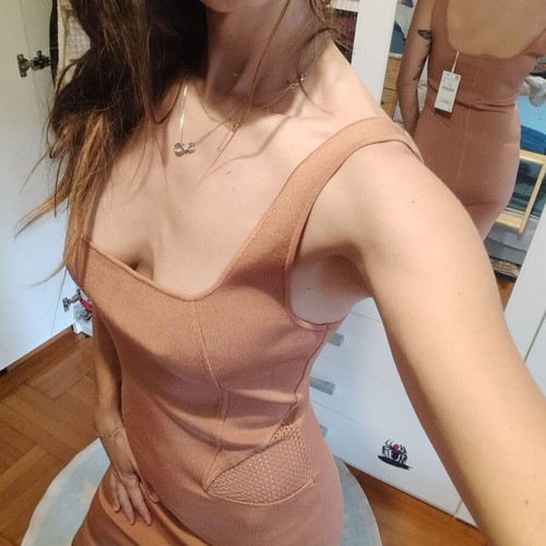 Zara bodycon dress new brown orange large with smaller fit