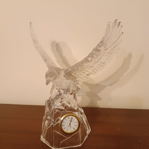 Crystal eagle with clock used, Italian crystal