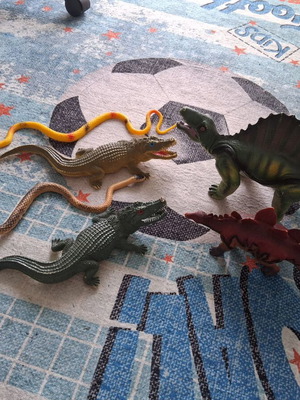 Set of dinosaurs, crocodiles, and snakes used