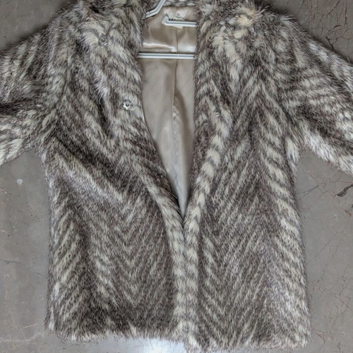 New Line synthetic fur coat chevron pattern, like new, size M