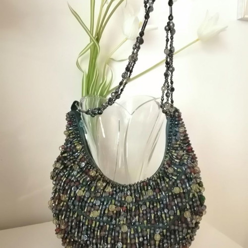 Accessorize shoulder bag authentic used multicolor with embroidery and velvet