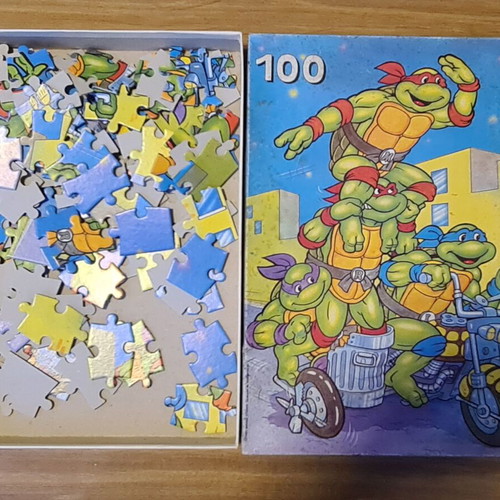 Vintage puzzle ZITA TOYS Teenage Mutant Ninja Turtles 100 pieces used, one missing
