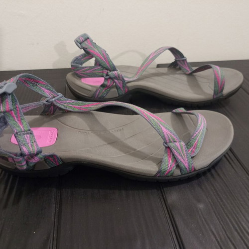 Teva Zirra women's hiking sandals, size 39, grey with pink and green details