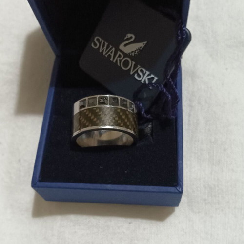 Swarovski women's ring with black stones, stainless steel