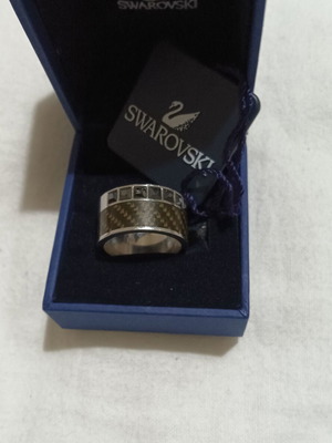 Swarovski women's ring with black stones, stainless steel