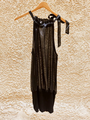 Dept 2000's transparent long sleeveless top like new, black, size S