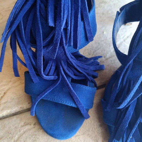Sante blue sandals with fringes used, size 36