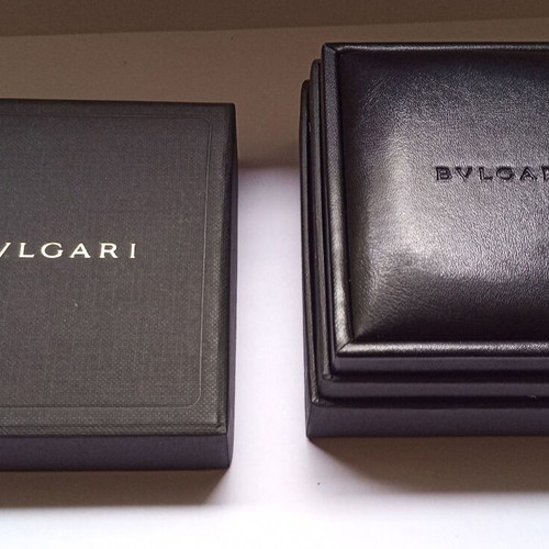 Bvlgari leather jewelry box storage case new, black-beige