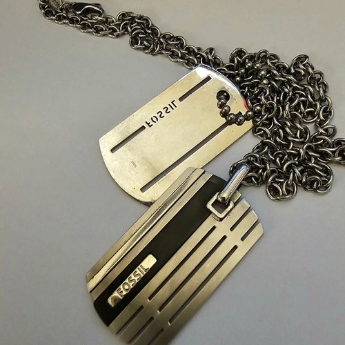 Fossil stainless steel military dog tag used