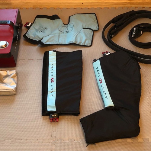 Game Ready ice therapy machine used with accessories