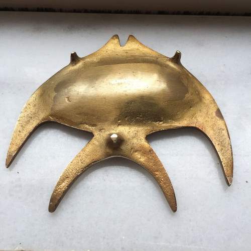 Brass decorative ashtrays used, vintage fish-shaped set