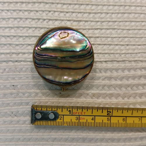 Vintage Mexican natural abalone pillbox, 1978