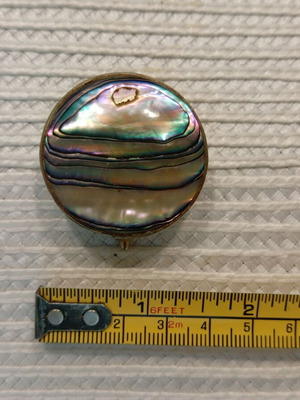 Vintage Mexican natural abalone pillbox, 1978