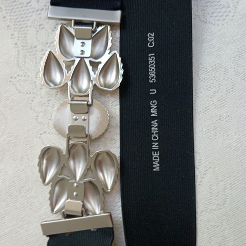 MNG Elastic Waist Belt New, Early 2000s, Black and Silver