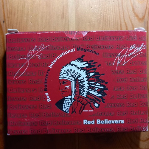 Red Believers playing cards used, set of 2 with Rivaldo and Castillo signatures