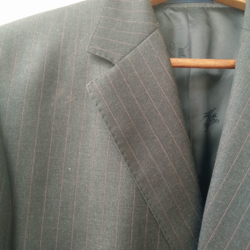 Burberry men's wool jacket used, charcoal with red stripes, size 50