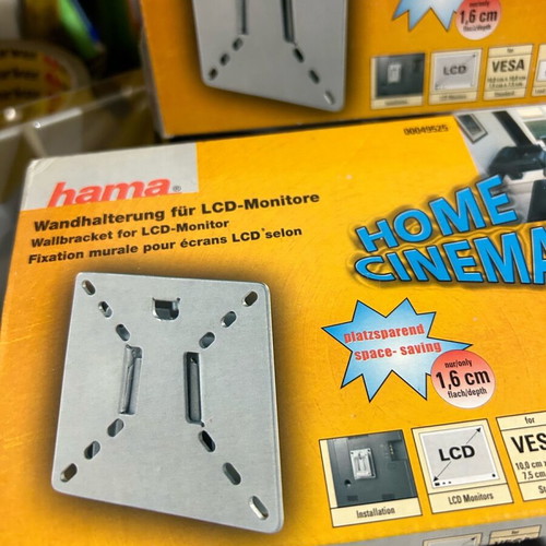 HAMA 49525 LCD Wall Bracket Slim VESA 100 Silver TV Mount new