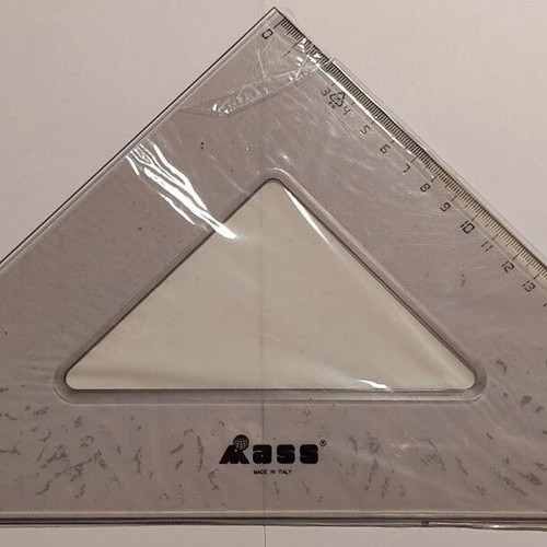 Geometric triangle ruler 45 degrees, transparent plastic