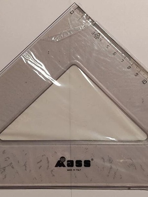Geometric triangle ruler 45 degrees, transparent plastic