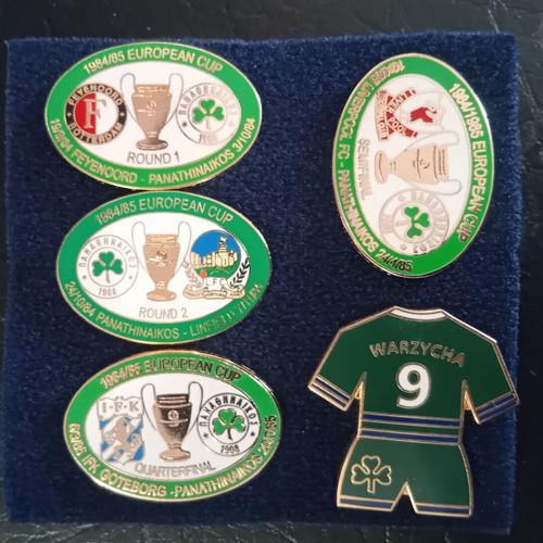 Panathinaikos Champions League 1984-1985 metal pin set of 5