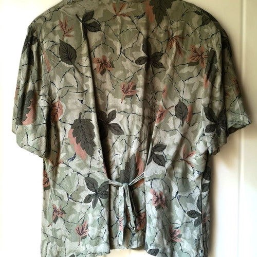 Vintage summer shirt with shoulder pads like new, multicolor green