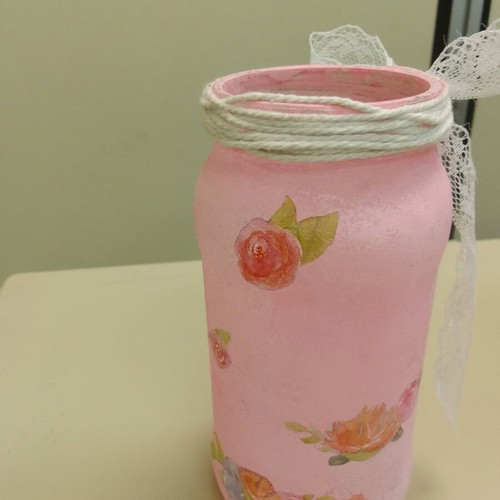 Handmade decoupage vase like new