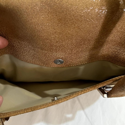 Longchamp Paris Vintage Suede Shoulder Bag used, camel brown leather