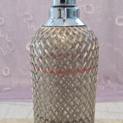 Siphon vintage used glass with metal mesh and chrome head