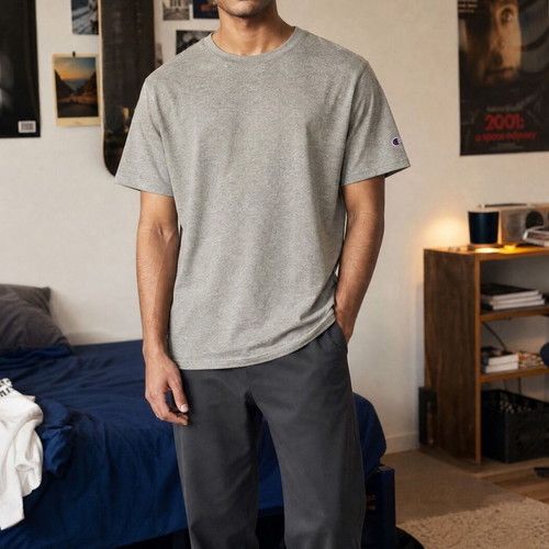 Champion T Shirt men's short sleeve top Medium color gray Classic