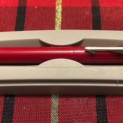 Parker roller ball new, burgundy with silver, blue ink