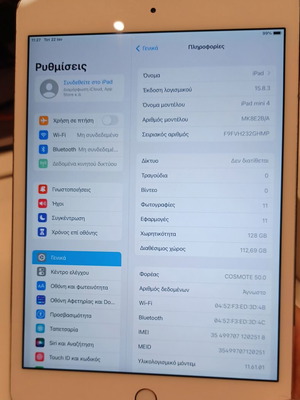 Ipad Mini 4 32GB to 128GB 4G Sim Card Like New