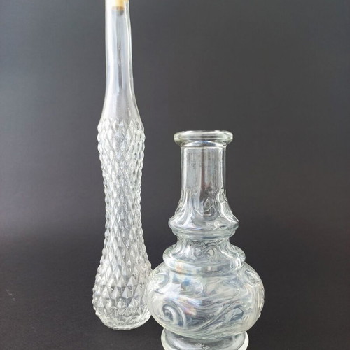 Set of 2 vintage glass carafes like new
