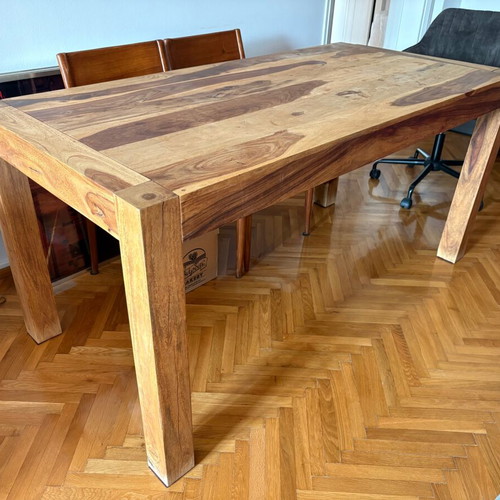 Solid wood dining table with 4 chairs