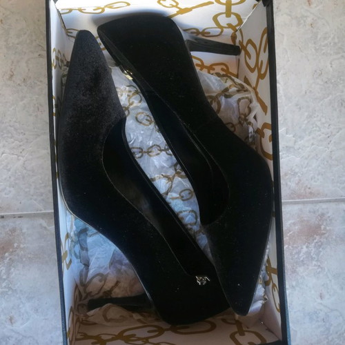 Juicy Couture black pumps new with gold detail, leather-suede