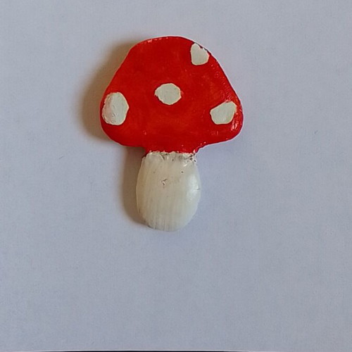 Handmade mushroom magnet from clay