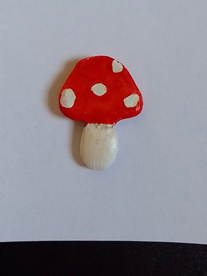 Handmade mushroom magnet from clay