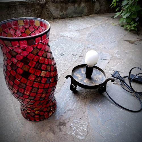 Mosaic Table Lamp like new with lamp, height 34 cm