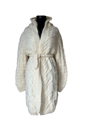 Handknitted mohair hooded cardigan new, size M/L/XL