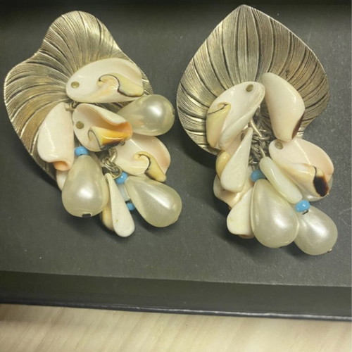 Earrings vintage, like new, white